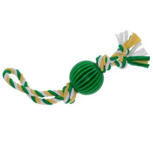 MISOKO Dog Toy Ball with Rope 30 cm, green/yellow, latex