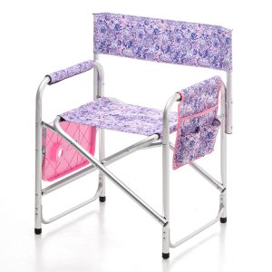 TAURO PRO LINE Folding Chair with table, pink, 57x49x78 cm, aluminum legs