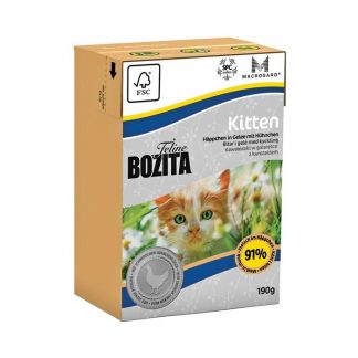 Bozita Feline Kitten våtmat 190g - svenskt våtfoder för kattungar och unga katter, fri från soja och spannmål